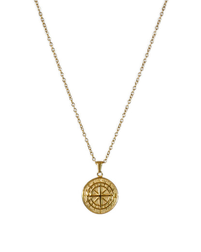 ROUND COMPASS COIN NECKLACE